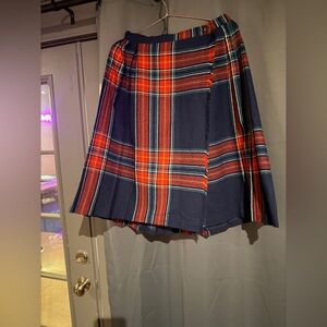 Vintage PresentCo Plaid Navy and Red Women's Skirt